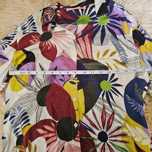 Vilagallo Multi Color Floral Long Sleeve Button Down Shirt - Picture 4 of 6